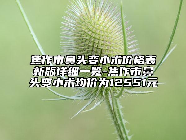 焦作市鼻頭變小術(shù)價(jià)格表新版詳細(xì)一覽-焦作市鼻頭變小術(shù)均價(jià)為12551元