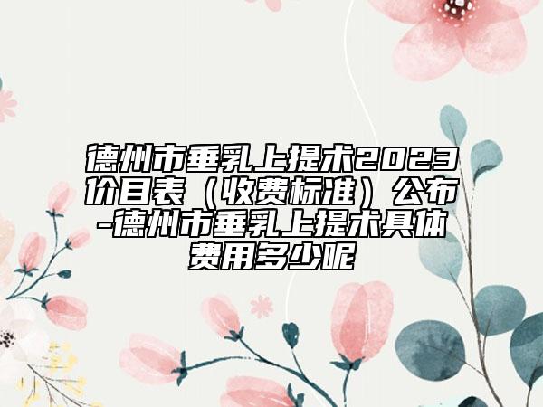德州市垂乳上提術(shù)2023價目表（收費標(biāo)準(zhǔn)）公布-德州市垂乳上提術(shù)具體費用多少呢