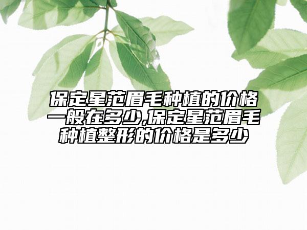 保定星范眉毛種植的價格一般在多少,保定星范眉毛種植整形的價格是多少