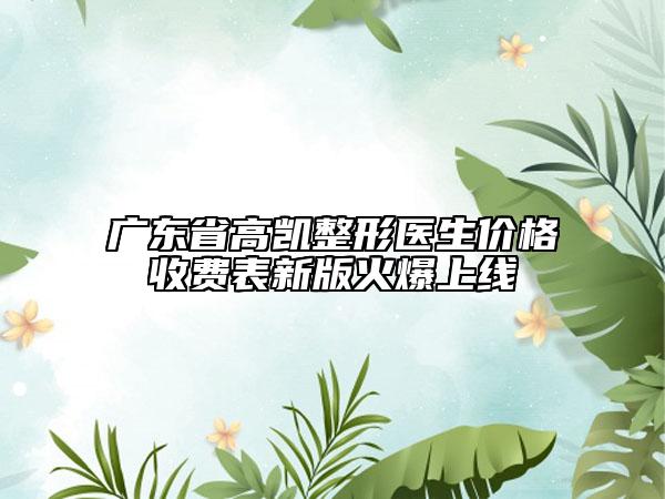 廣東省高凱整形醫(yī)生價格收費表新版火爆上線