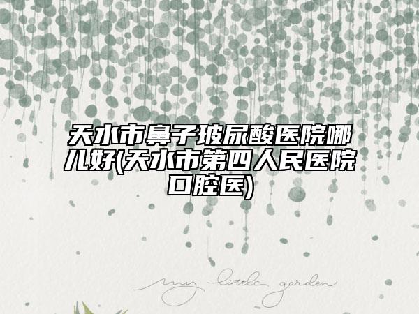 天水市鼻子玻尿酸醫(yī)院哪兒好(天水市第四人民醫(yī)院口腔醫(yī))