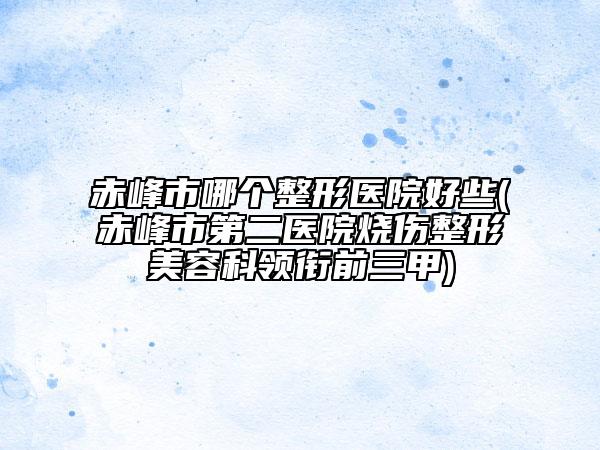 赤峰市哪個(gè)整形醫(yī)院好些(赤峰市第二醫(yī)院燒傷整形美容科領(lǐng)銜前三甲)