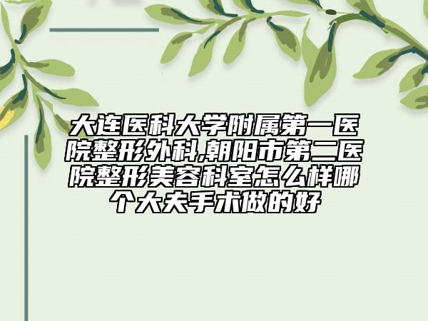 大連醫(yī)科大學(xué)附屬第一醫(yī)院整形外科,朝陽市第二醫(yī)院整形美容科室怎么樣哪個(gè)大夫手術(shù)做的好