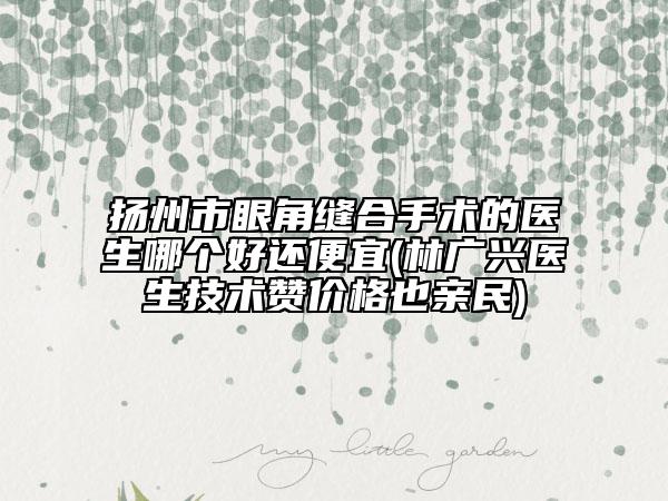 揚(yáng)州市眼角縫合手術(shù)的醫(yī)生哪個(gè)好還便宜(林廣興醫(yī)生技術(shù)贊價(jià)格也親民)