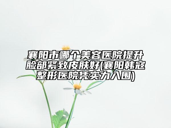 襄陽市哪個美容醫(yī)院提升臉部緊致皮膚好(襄陽韓寇整形醫(yī)院憑實力入圍)