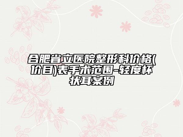 合肥省立醫(yī)院整形科價格(價目)表手術(shù)范圍-輕度杯狀耳案例