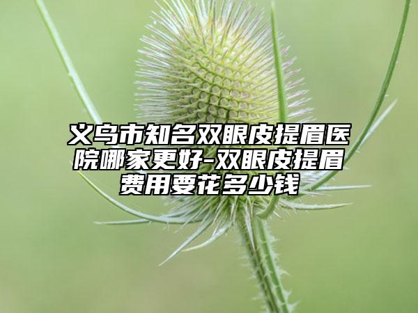 義烏市知名雙眼皮提眉醫(yī)院哪家更好-雙眼皮提眉費(fèi)用要花多少錢