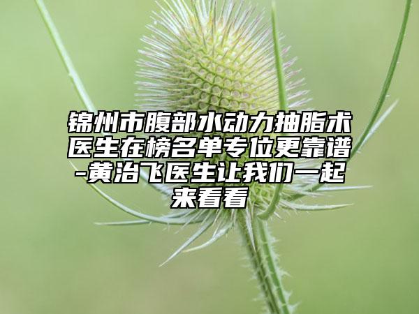 錦州市腹部水動力抽脂術醫(yī)生在榜名單專位更靠譜-黃治飛醫(yī)生讓我們一起來看看