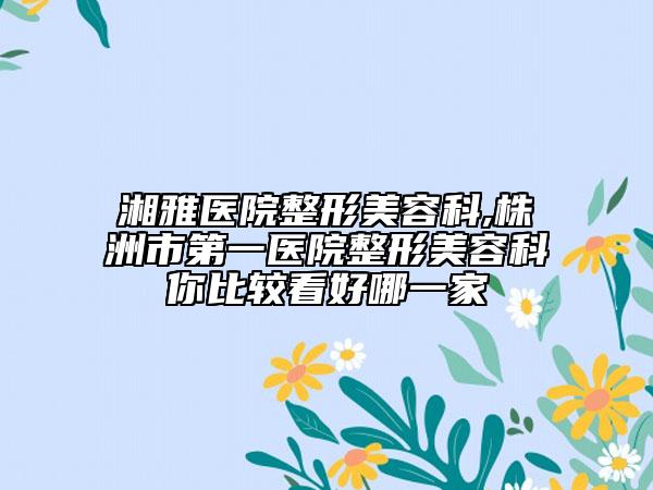 湘雅醫(yī)院整形美容科,株洲市第一醫(yī)院整形美容科你比較看好哪一家