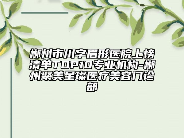 郴州市川字眉形醫(yī)院上榜清單TOP10專(zhuān)業(yè)機(jī)構(gòu)-郴州聚美星璨醫(yī)療美容門(mén)診部