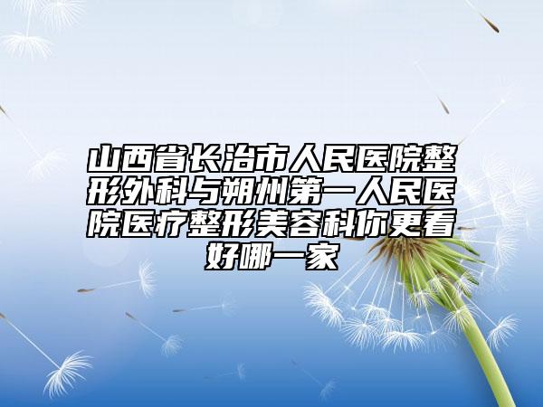 山西省長治市人民醫(yī)院整形外科與朔州第一人民醫(yī)院醫(yī)療整形美容科你更看好哪一家