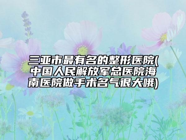 三亞市最有名的整形醫(yī)院(中國人民解放軍總醫(yī)院海南醫(yī)院做手術(shù)名氣很大哦)