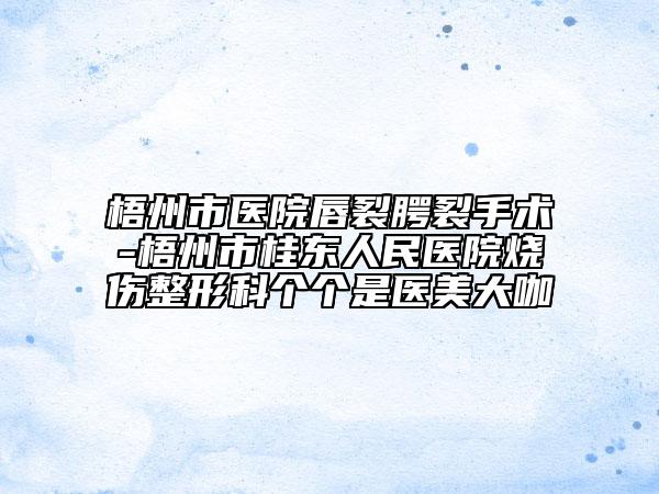 梧州市醫(yī)院唇裂腭裂手術(shù)-梧州市桂東人民醫(yī)院燒傷整形科個(gè)個(gè)是醫(yī)美大咖