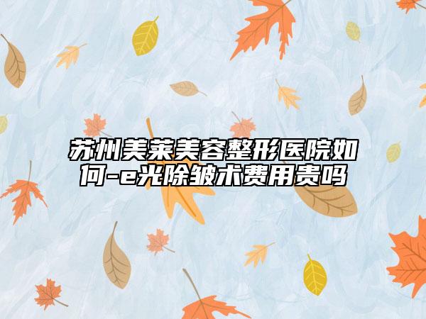 蘇州美萊美容整形醫(yī)院如何-e光除皺術費用貴嗎
