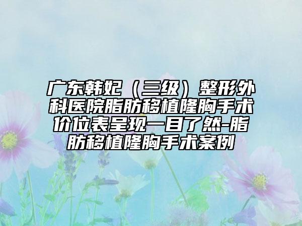廣東韓妃(三級)整形外科醫(yī)院脂肪移植隆胸手術(shù)價位表呈現(xiàn)一目了然-脂肪移植隆胸手術(shù)案例
