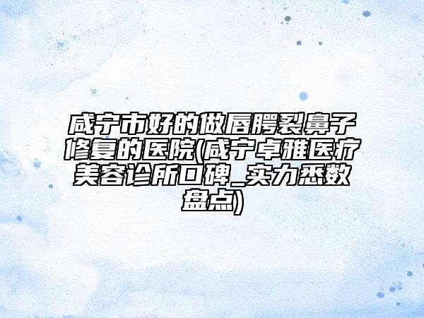 咸寧市好的做唇腭裂鼻子修復的醫(yī)院(咸寧卓雅醫(yī)療美容診所口碑_實力悉數(shù)盤點)