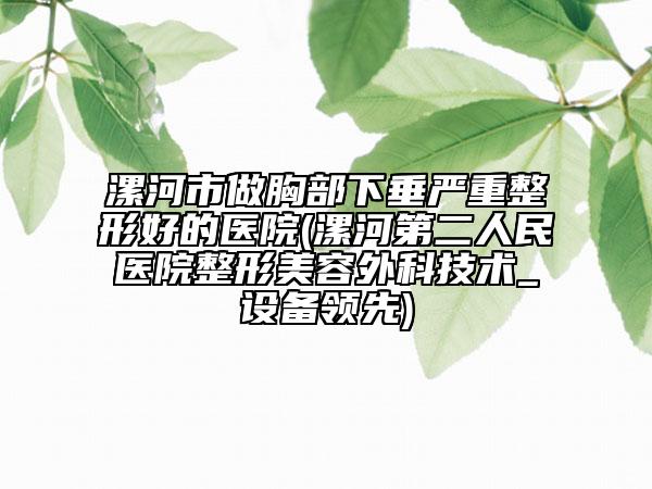 漯河市做胸部下垂嚴(yán)重整形好的醫(yī)院(漯河第二人民醫(yī)院整形美容外科技術(shù)_設(shè)備領(lǐng)先)