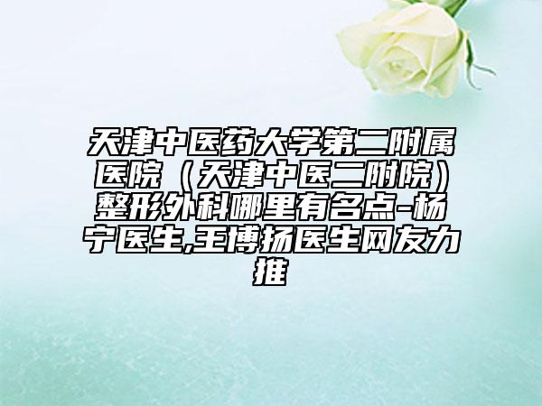 天津中醫(yī)藥大學第二附屬醫(yī)院（天津中醫(yī)二附院）整形外科哪里有名點-楊寧醫(yī)生,王博揚醫(yī)生網(wǎng)友力推