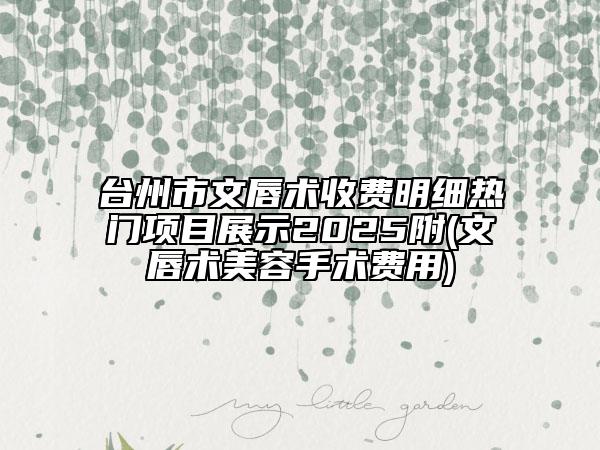 臺州市文唇術(shù)收費(fèi)明細(xì)熱門項(xiàng)目展示2025附(文唇術(shù)美容手術(shù)費(fèi)用)