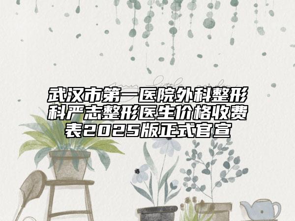 武漢市第一醫(yī)院外科整形科嚴志整形醫(yī)生價格收費表2025版正式官宣