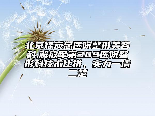 北京煤炭總醫(yī)院整形美容科,解放軍第309醫(yī)院整形科技術(shù)比拼，實(shí)力一清二楚