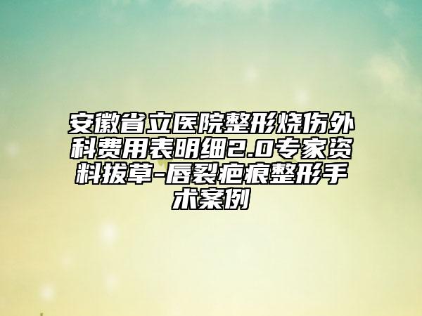 安徽省立醫(yī)院整形燒傷外科費(fèi)用表明細(xì)2.0專家資料拔草-唇裂疤痕整形手術(shù)案例