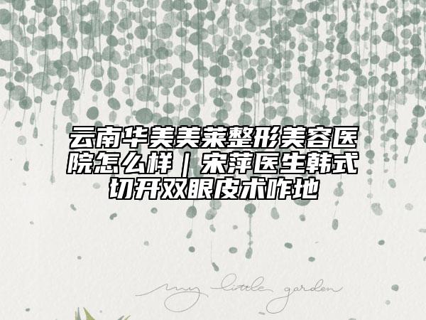 云南華美美萊整形美容醫(yī)院怎么樣｜宋萍醫(yī)生韓式切開雙眼皮術(shù)咋地