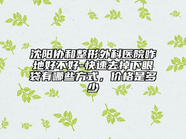 沈陽協(xié)和整形外科醫(yī)院咋地好不好-快速去掉下眼袋有哪些方式，價格是多少