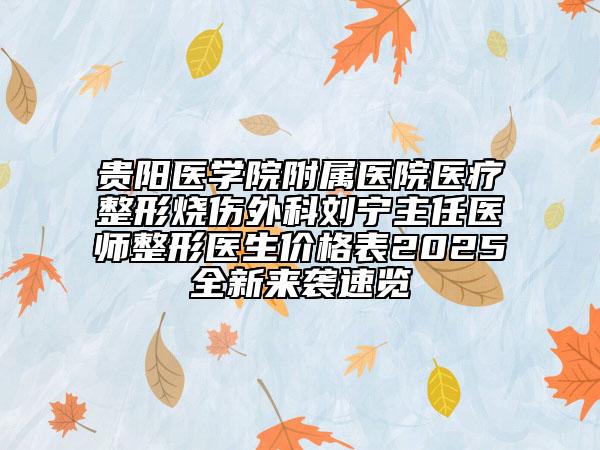 貴陽(yáng)醫(yī)學(xué)院附屬醫(yī)院醫(yī)療整形燒傷外科劉寧主任醫(yī)師整形醫(yī)生價(jià)格表2025全新來(lái)襲速覽