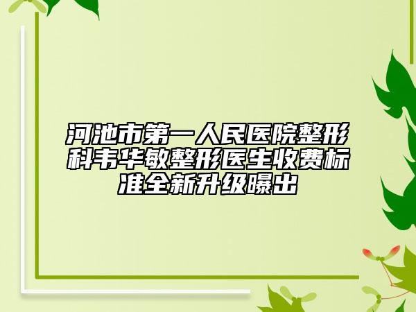 河池市第一人民醫(yī)院整形科韋華敏整形醫(yī)生收費(fèi)標(biāo)準(zhǔn)全新升級(jí)曝出