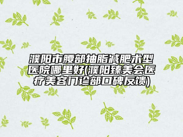 濮陽市腰部抽脂減肥術(shù)型醫(yī)院哪里好(濮陽臻美會醫(yī)療美容門診部口碑反饋)