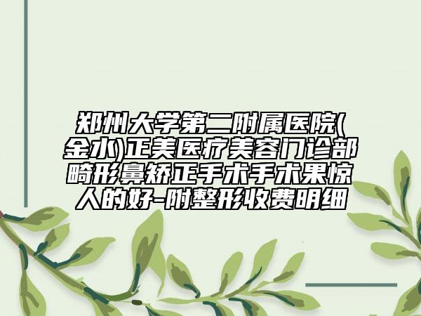 鄭州大學(xué)第二附屬醫(yī)院(金水)正美醫(yī)療美容門診部畸形鼻矯正手術(shù)手術(shù)果驚人的好-附整形收費(fèi)明細(xì)