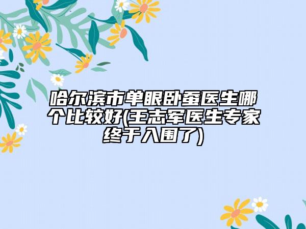 哈爾濱市單眼臥蠶醫(yī)生哪個(gè)比較好(王志軍醫(yī)生專家終于入圍了)