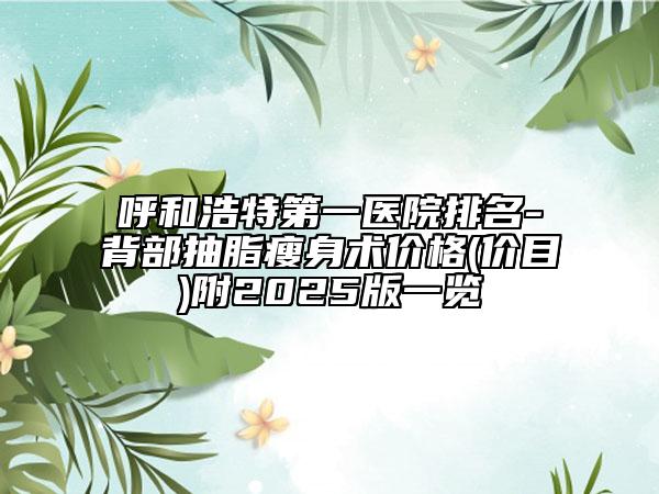 呼和浩特第一醫(yī)院排名-背部抽脂瘦身術(shù)價格(價目)附2025版一覽