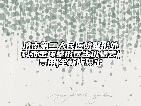 濟南第二人民醫(yī)院整形外科張玉環(huán)整形醫(yī)生價格表(費用)全新版曝出