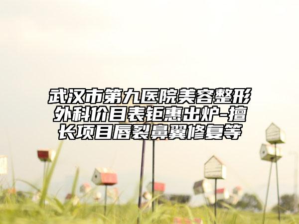 武漢市第九醫(yī)院美容整形外科價目表鉅惠出爐-擅長項目唇裂鼻翼修復(fù)等