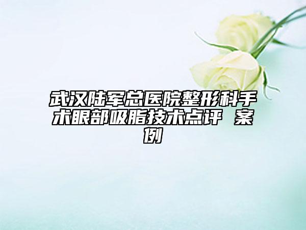 武漢陸軍總醫(yī)院整形科手術(shù)眼部吸脂技術(shù)點(diǎn)評(píng) 案例