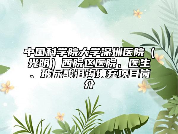 中國科學(xué)院大學(xué)深圳醫(yī)院（光明）西院區(qū)醫(yī)院、醫(yī)生、玻尿酸淚溝填充項目簡介