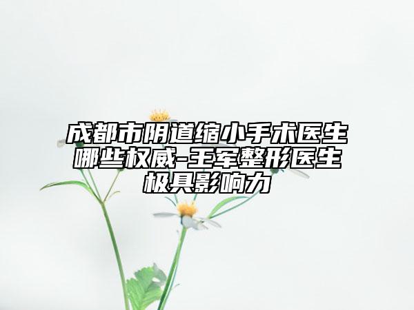 成都市陰道縮小手術醫(yī)生哪些權威-王軍整形醫(yī)生極具影響力