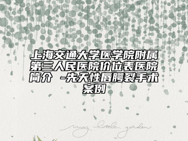 上海交通大學(xué)醫(yī)學(xué)院附屬第三人民醫(yī)院價(jià)位表醫(yī)院簡介 -先天性唇腭裂手術(shù)案例