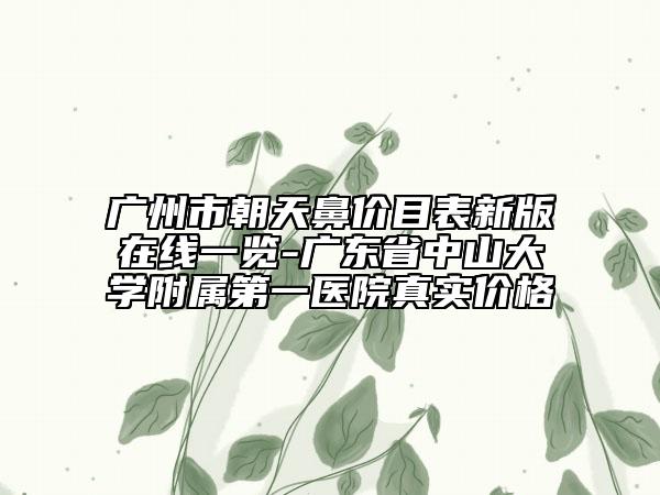 廣州市朝天鼻價(jià)目表新版在線(xiàn)一覽-廣東省中山大學(xué)附屬第一醫(yī)院真實(shí)價(jià)格