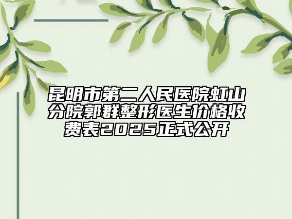 昆明市第二人民醫(yī)院虹山分院郭群整形醫(yī)生價格收費表2025正式公開