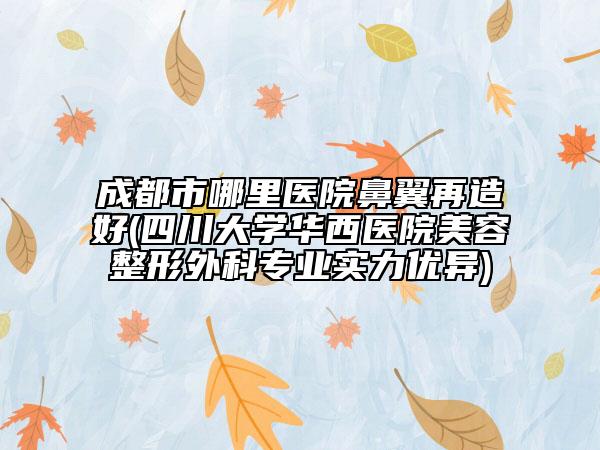 成都市哪里醫(yī)院鼻翼再造好(四川大學(xué)華西醫(yī)院美容整形外科專(zhuān)業(yè)實(shí)力優(yōu)異)