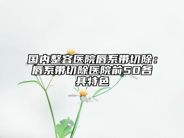 國(guó)內(nèi)整容醫(yī)院唇系帶切除：唇系帶切除醫(yī)院前50各具特色