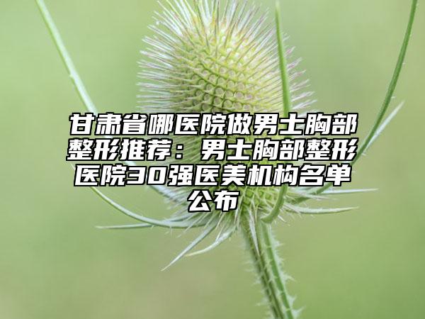 甘肅省哪醫(yī)院做男士胸部整形推薦:男士胸部整形醫(yī)院30強(qiáng)醫(yī)美機(jī)構(gòu)名單公布