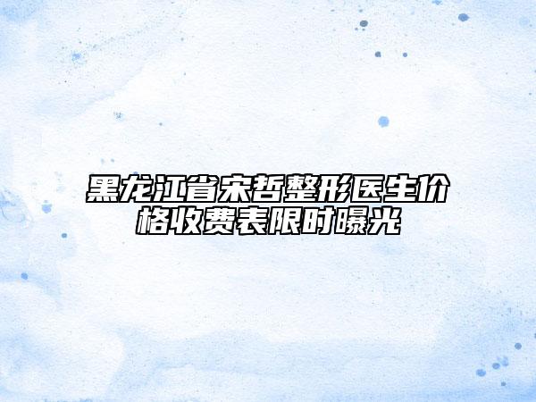 黑龍江省宋哲整形醫(yī)生價(jià)格收費(fèi)表限時(shí)曝光