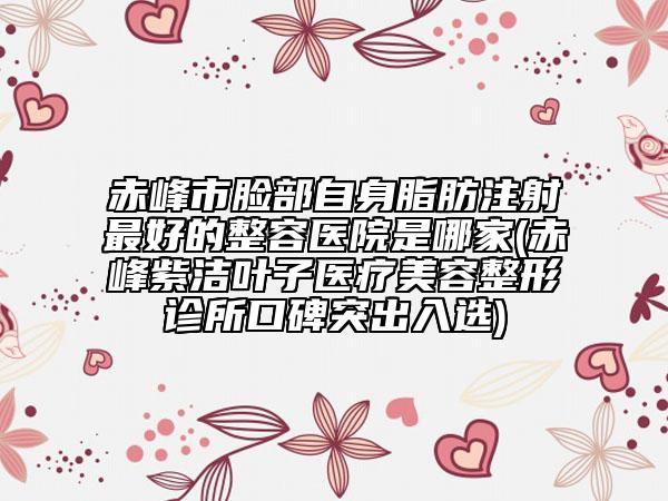 赤峰市臉部自身脂肪注射最好的整容醫(yī)院是哪家(赤峰紫潔葉子醫(yī)療美容整形診所口碑突出入選)