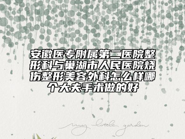安徽醫(yī)專附屬第二醫(yī)院整形科與巢湖市人民醫(yī)院燒傷整形美容外科怎么樣哪個(gè)大夫手術(shù)做的好