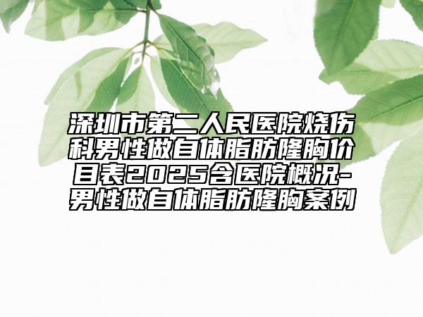 深圳市第二人民醫(yī)院燒傷科男性做自體脂肪隆胸價(jià)目表2025含醫(yī)院概況-男性做自體脂肪隆胸案例
