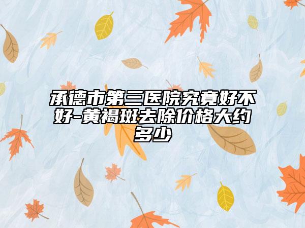 承德市第三醫(yī)院究竟好不好-黃褐斑去除價(jià)格大約多少